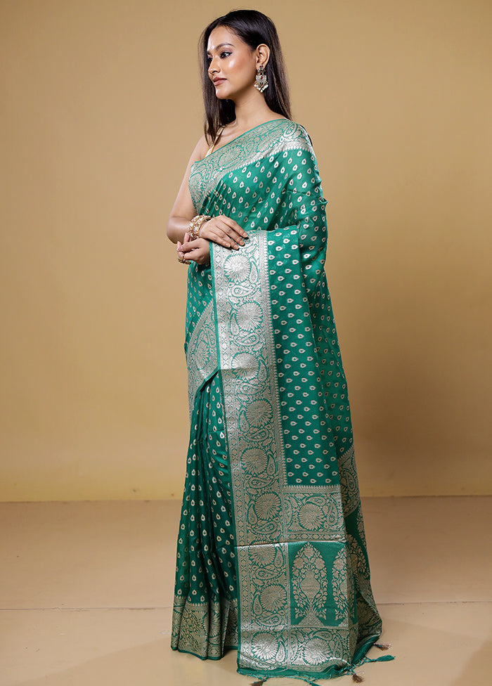 Green Dupion Silk Saree With Blouse Piece