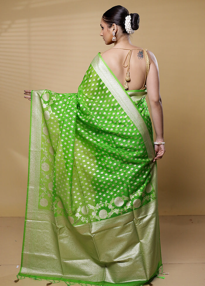 Green Dupion Silk Saree With Blouse Piece