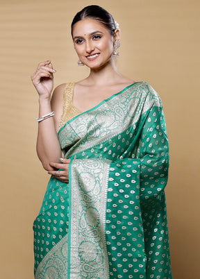 Green Dupion Silk Saree With Blouse Piece