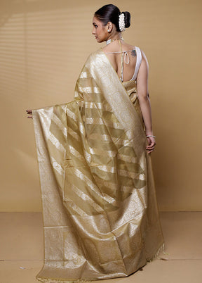 Cream Dupion Silk Saree With Blouse Piece