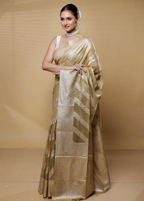 Cream Dupion Silk Saree With Blouse Piece