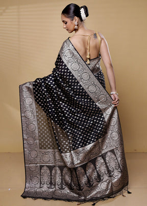 Black Dupion Silk Saree With Blouse Piece