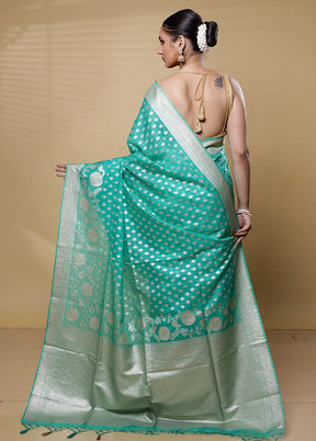 Green Dupion Silk Saree With Blouse Piece