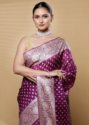 Purple Dupion Silk Saree With Blouse Piece