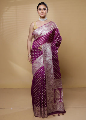 Purple Dupion Silk Saree With Blouse Piece