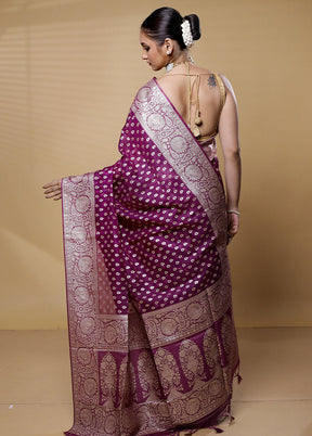 Purple Dupion Silk Saree With Blouse Piece