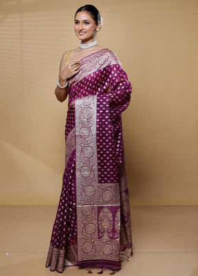 Purple Dupion Silk Saree With Blouse Piece