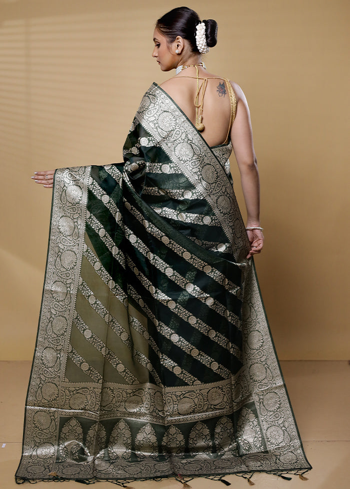 Green Dupion Silk Saree With Blouse Piece