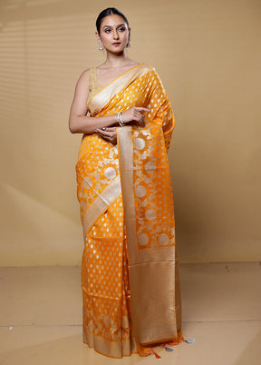 Orange Dupion Silk Saree With Blouse Piece