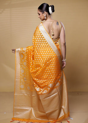 Orange Dupion Silk Saree With Blouse Piece