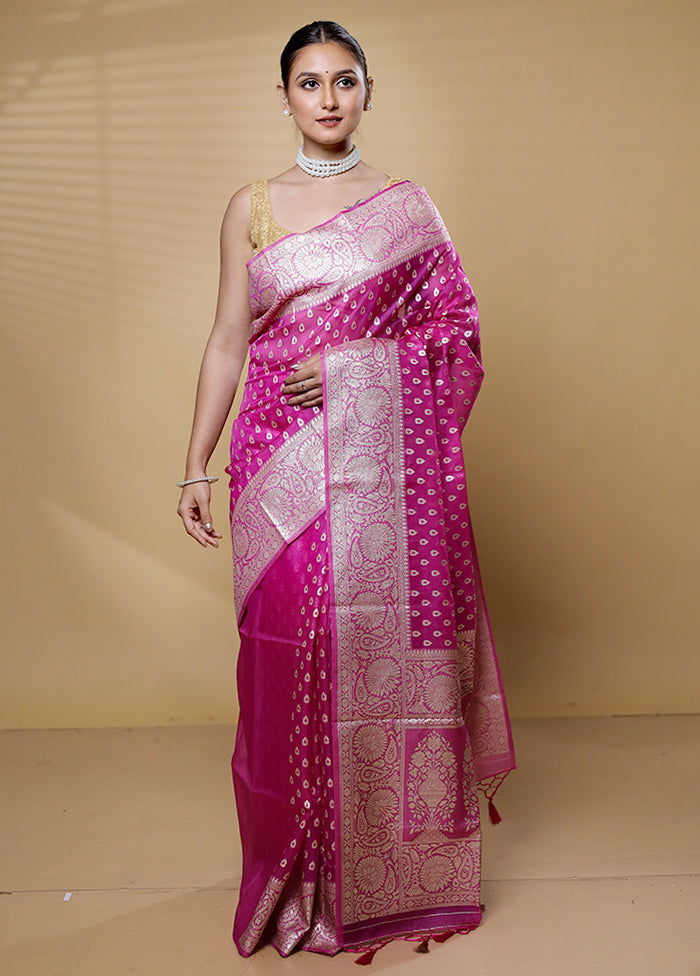 Pink Dupion Silk Saree With Blouse Piece