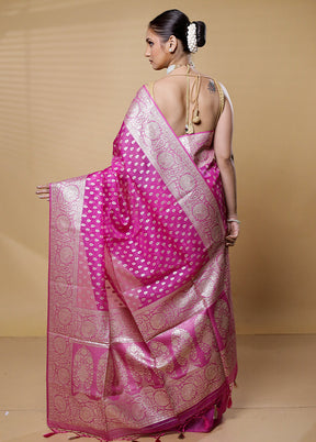 Pink Dupion Silk Saree With Blouse Piece