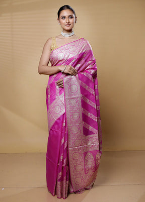 Pink Dupion Silk Saree With Blouse Piece