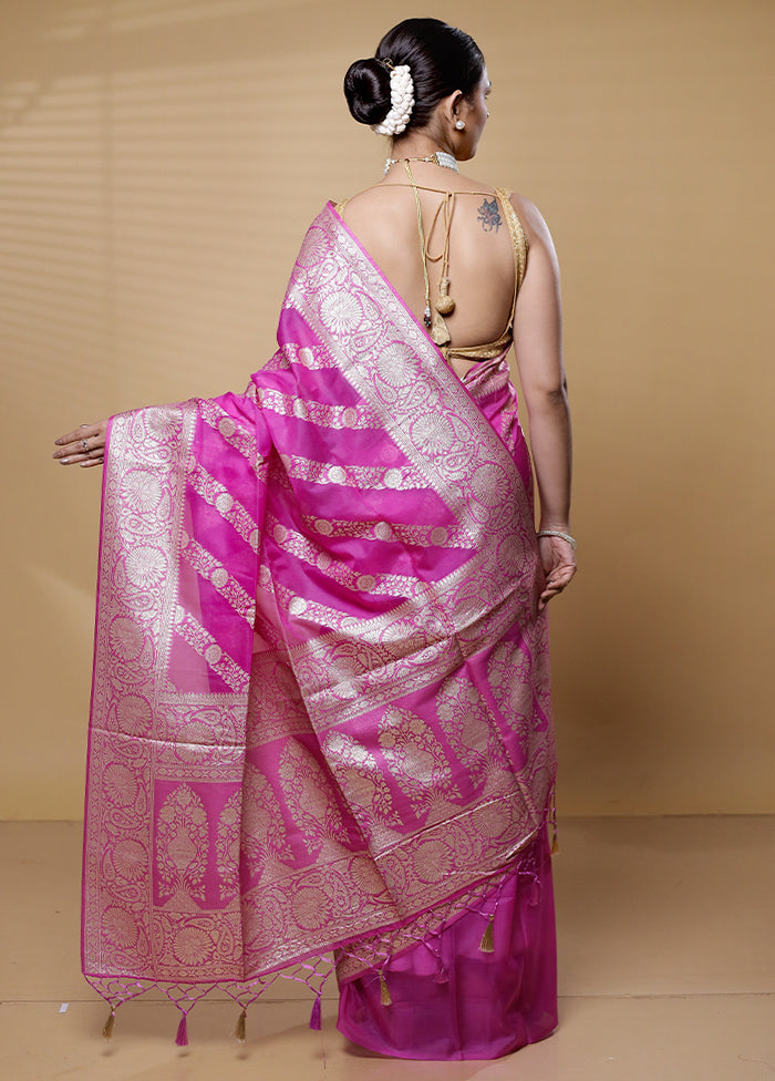 Pink Dupion Silk Saree With Blouse Piece