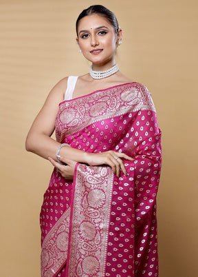 Pink Dupion Silk Saree With Blouse Piece