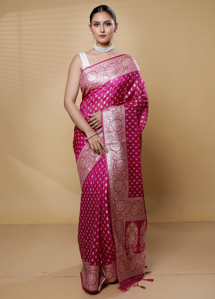 Pink Dupion Silk Saree With Blouse Piece