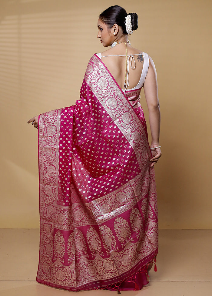 Pink Dupion Silk Saree With Blouse Piece