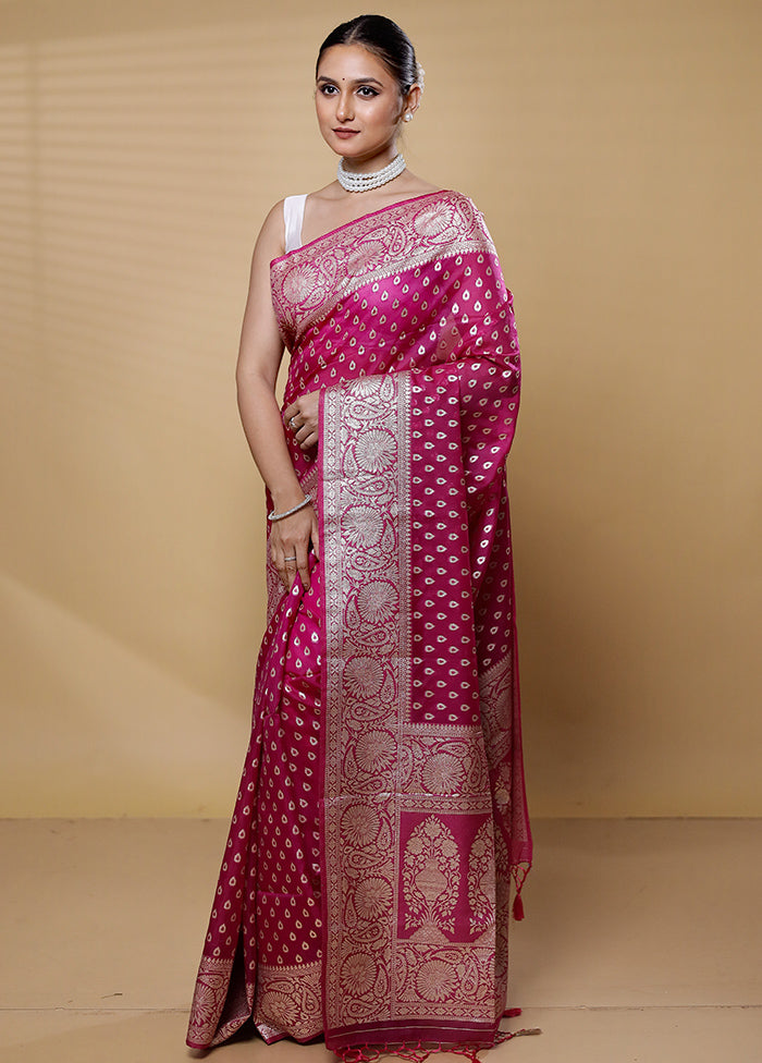 Pink Dupion Silk Saree With Blouse Piece