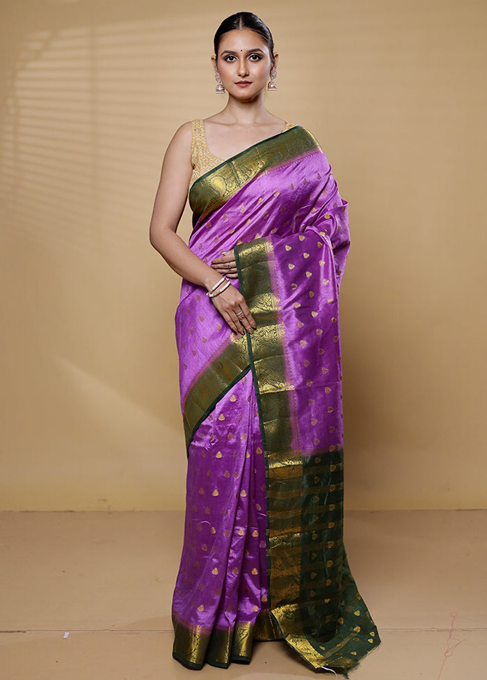 Purple Dupion Silk Saree With Blouse Piece