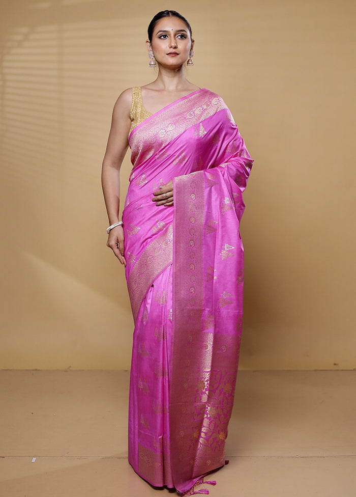 Pink Dupion Silk Saree With Blouse Piece