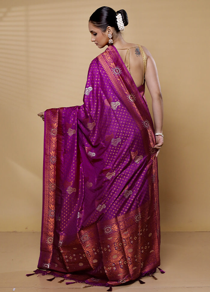 Purple Dupion Silk Saree With Blouse Piece