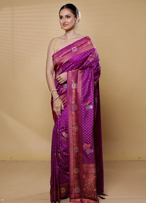 Purple Dupion Silk Saree With Blouse Piece