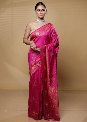 Pink Dupion Silk Saree With Blouse Piece