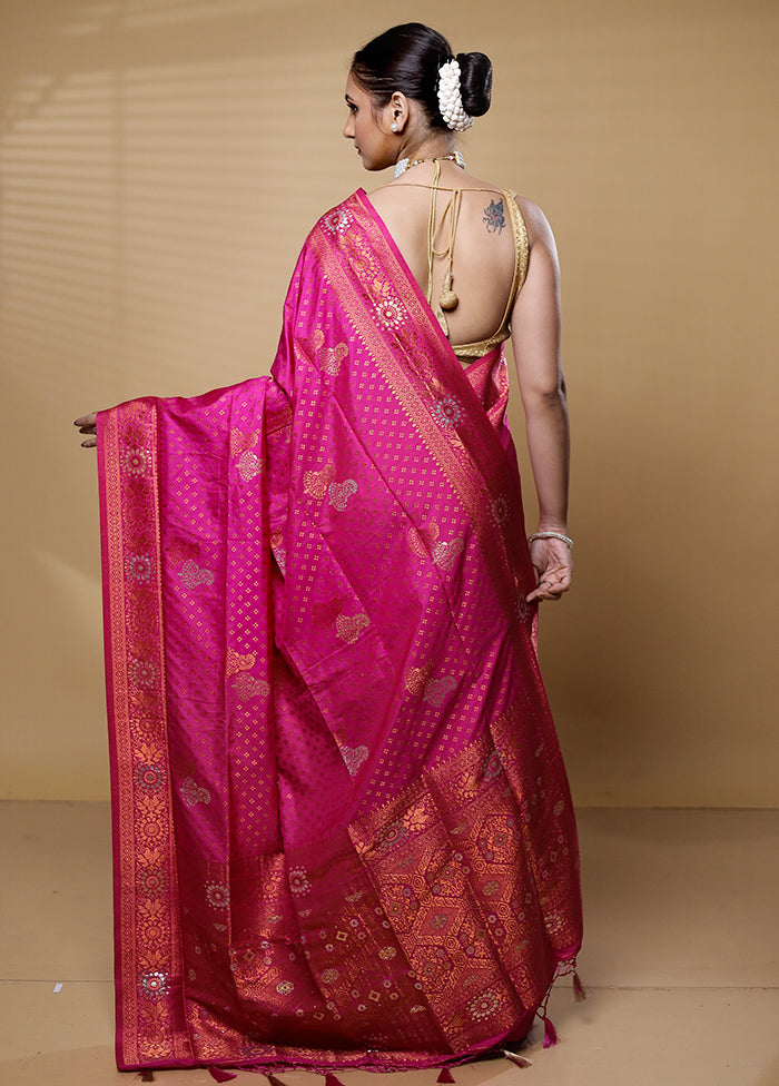 Pink Dupion Silk Saree With Blouse Piece