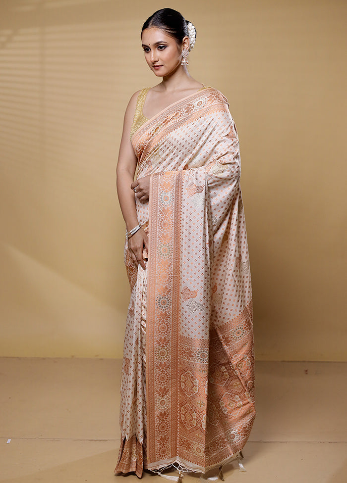 White Dupion Silk Saree With Blouse Piece