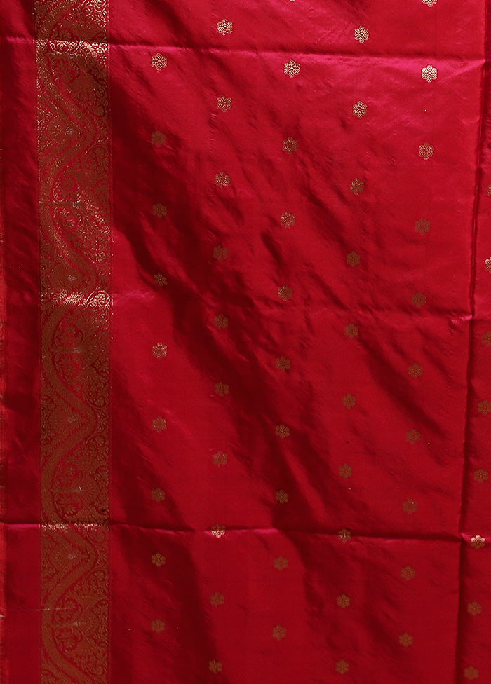 Wine Handloom Katan Pure Silk Saree With Blouse Piece