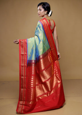 Green Kanjivaram Silk Saree With Blouse Piece