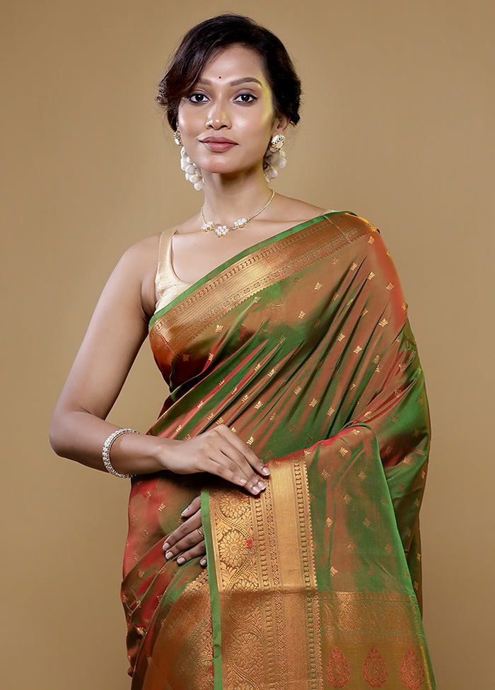 Green Kanjivaram Silk Saree With Blouse Piece