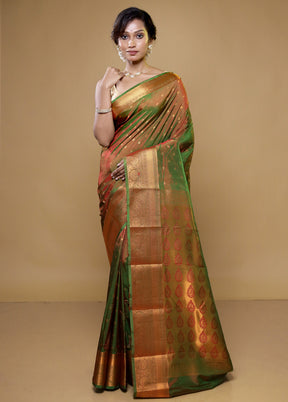 Green Kanjivaram Silk Saree With Blouse Piece