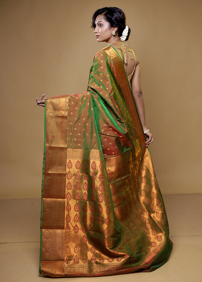 Green Kanjivaram Silk Saree With Blouse Piece