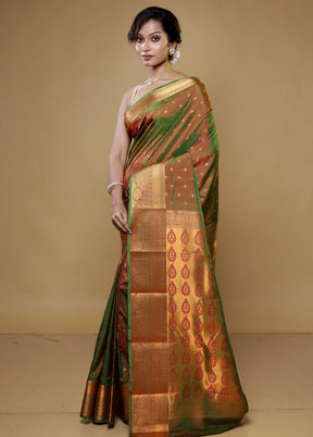 Green Kanjivaram Silk Saree With Blouse Piece