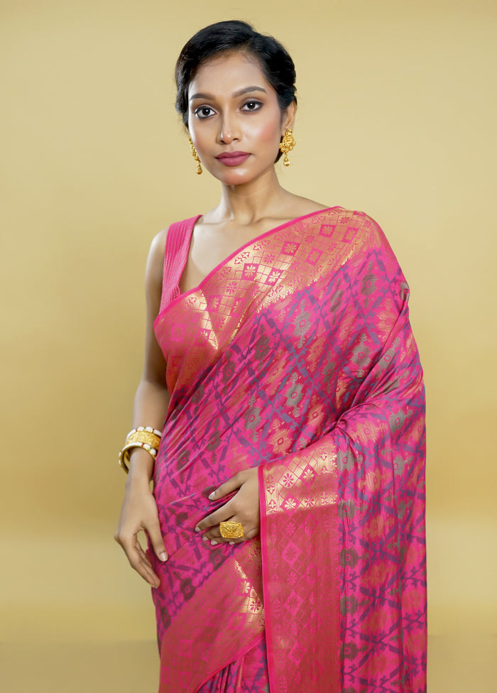 Pink Dupion Silk Saree With Blouse Piece