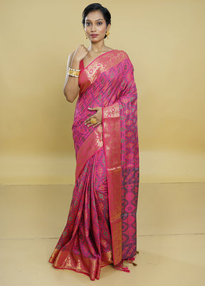 Pink Dupion Silk Saree With Blouse Piece