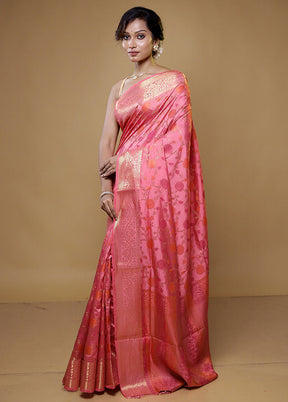 Pink Dupion Silk Saree With Blouse Piece