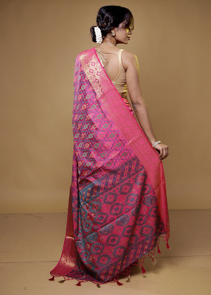 Pink Dupion Silk Saree With Blouse Piece