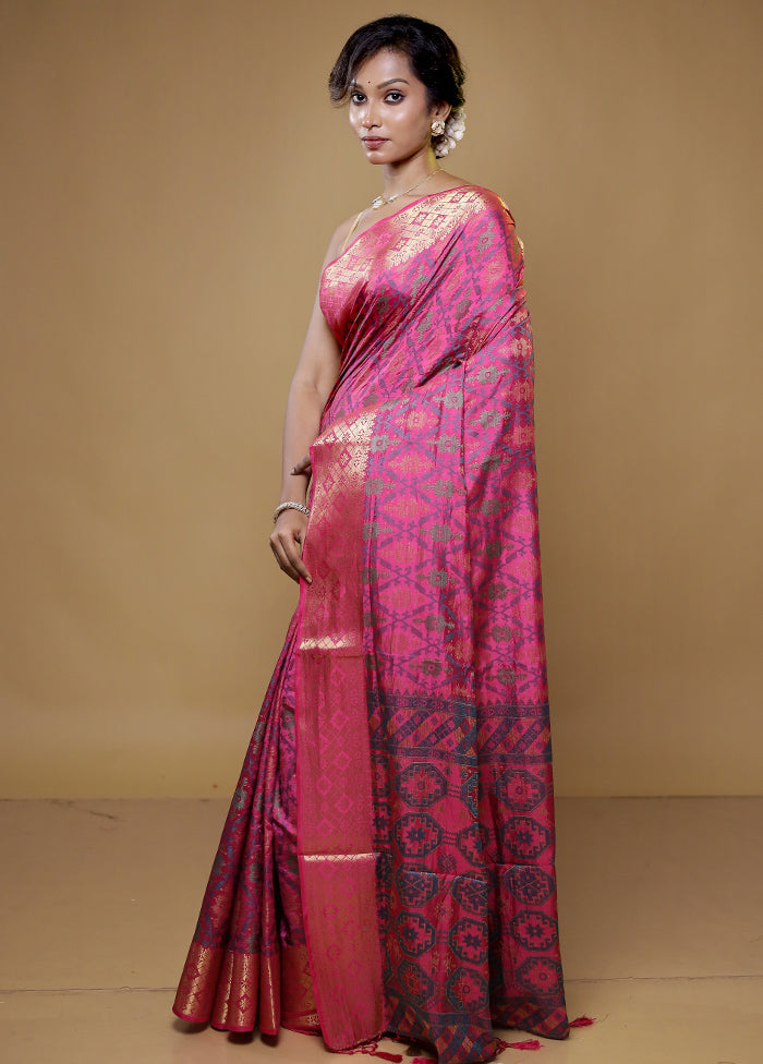 Pink Dupion Silk Saree With Blouse Piece