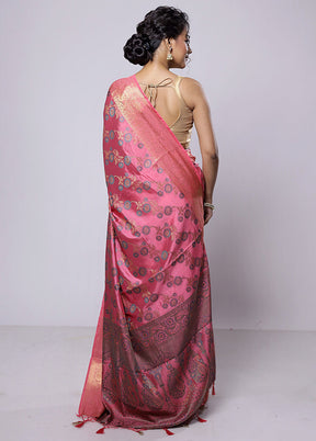 Pink Dupion Silk Saree With Blouse Piece