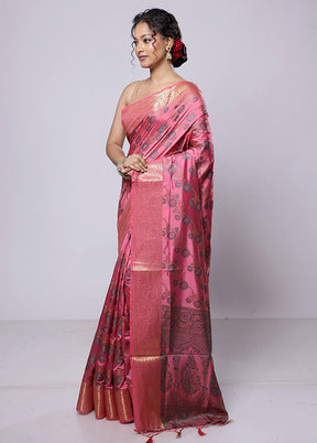 Pink Dupion Silk Saree With Blouse Piece