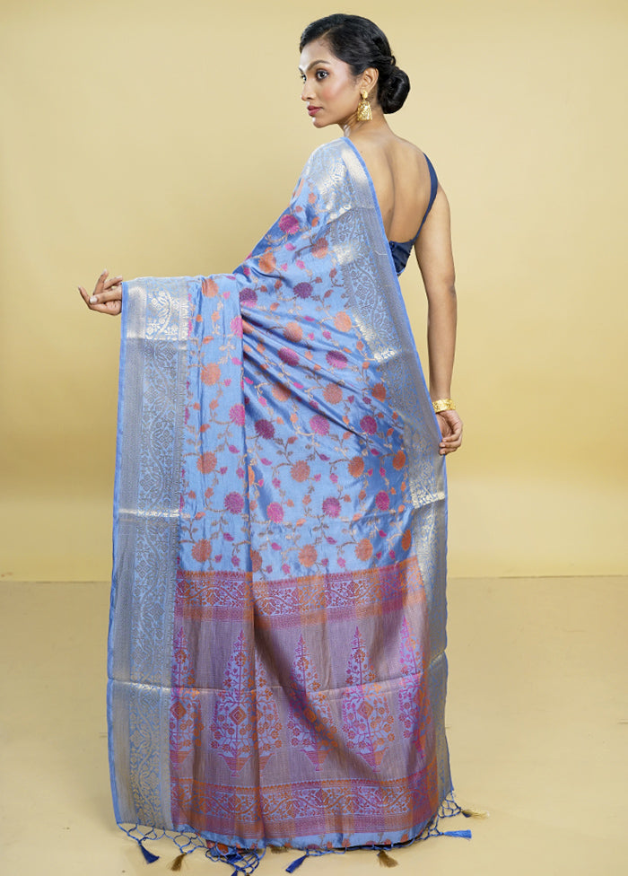 Grey Dupion Silk Saree With Blouse Piece