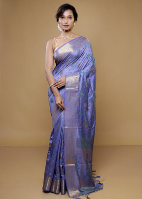 Grey Dupion Silk Saree With Blouse Piece