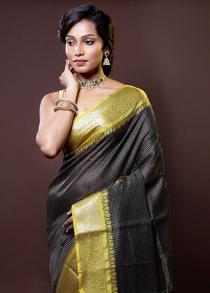 Black Cotton Saree With Blouse Piece