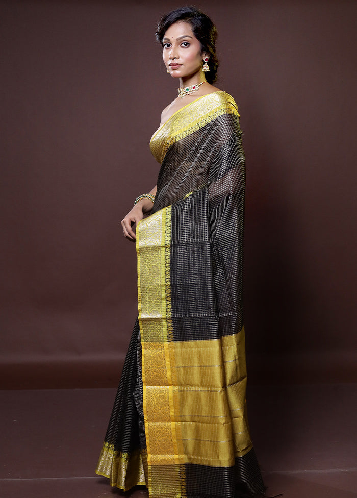 Black Cotton Saree With Blouse Piece