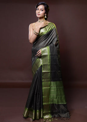 Black Cotton Saree With Blouse Piece