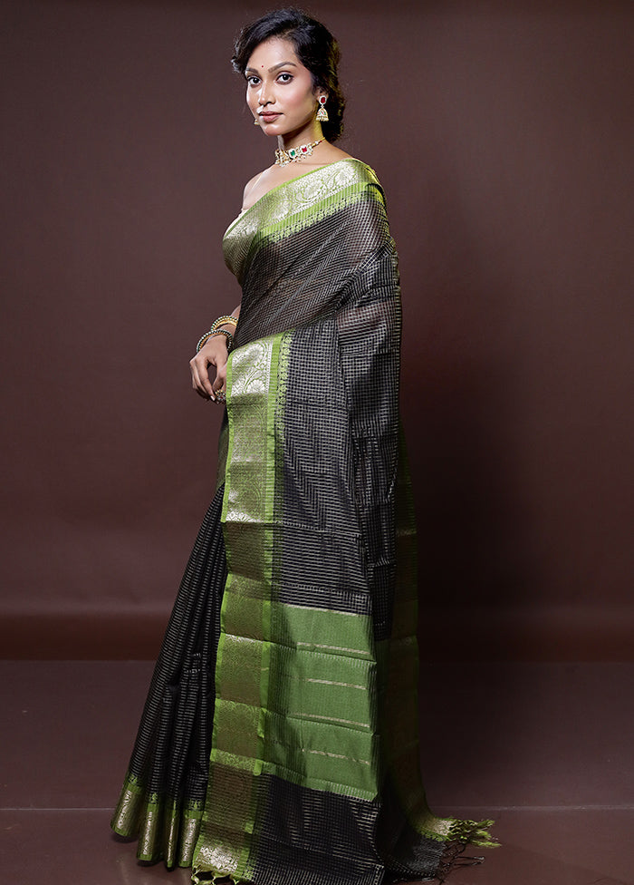 Black Cotton Saree With Blouse Piece