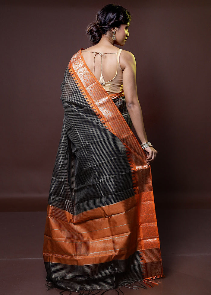 Black Cotton Saree With Blouse Piece