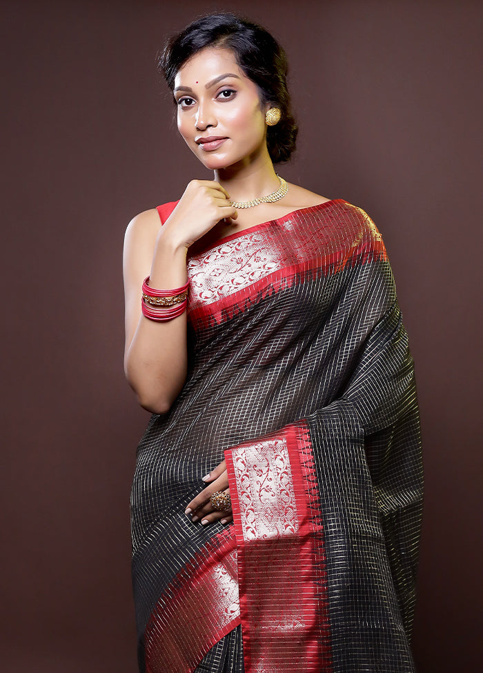 Black Cotton Saree With Blouse Piece